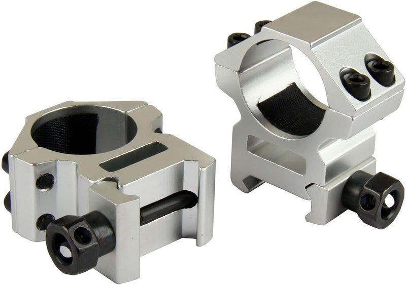 TACFUN Silver A Pair 25.4mm / 1 Inch Scope Ring Picatinny Weaver Rail Mount - Image 2